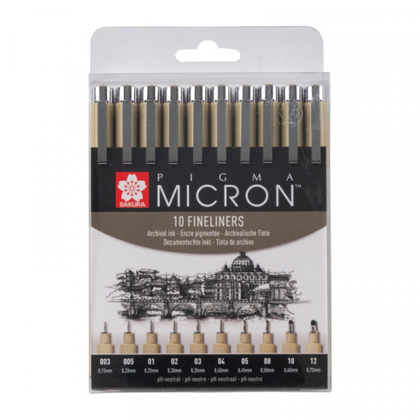 Ручка капиллярная Pigma Micron набор 10 шт.