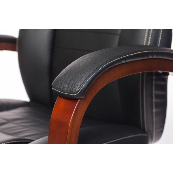 Кресло д/руководителя Бюрократ T-9923WALNUT нат. кожа, черный, крестов. металл/дерево
