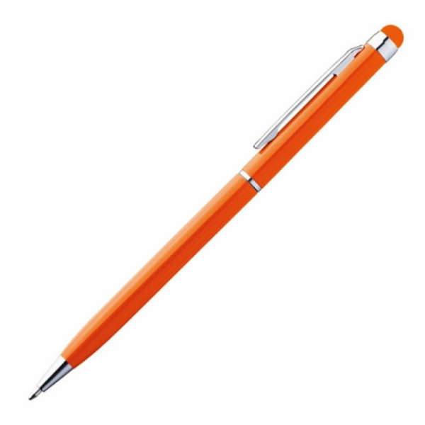 Ручка шарик/автомат New Orleans 0,7 мм, метал., со стилусом, синий/серебристый, стерж. синий