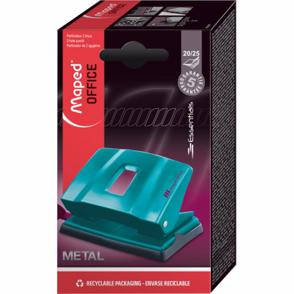 Дырокол 20/25 л. Essentials Metal 20/25S лин., бирюзовый
