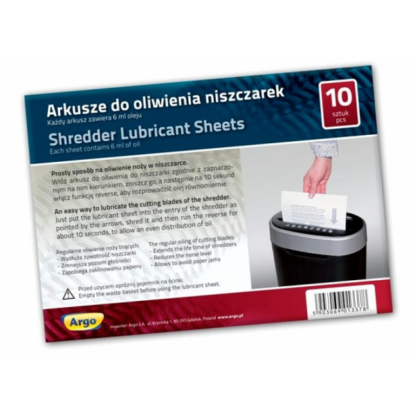 Масло для уничтожителей ARGO пропитанная бумага, 10листов