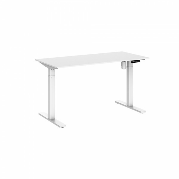 Стол с электроприводом одномоторный WellDesk, цвет черный,столешница МДФ Fenix 1400х800х20, цвет бежевый