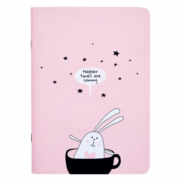 Тетрадь А5 48 л., клет. Bunny облака скоба сбоку, гибк. обл., мат. ламинация, синий