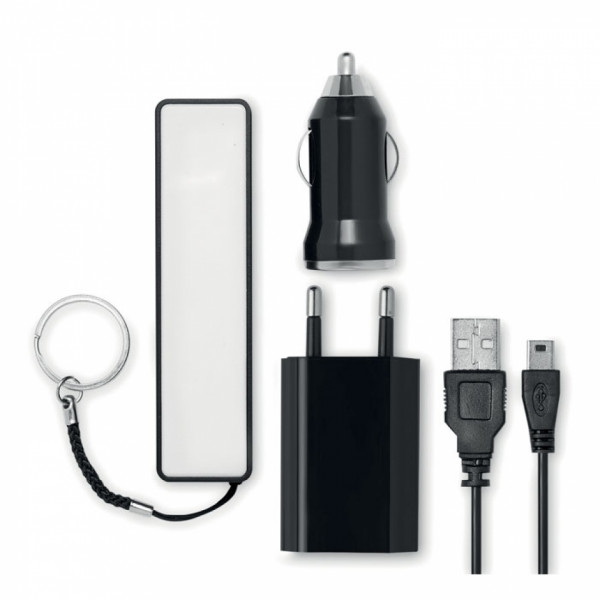 Зарядное устройство Power Bank + авто з/у + USB-адаптер Superpouch карт. упак., черный