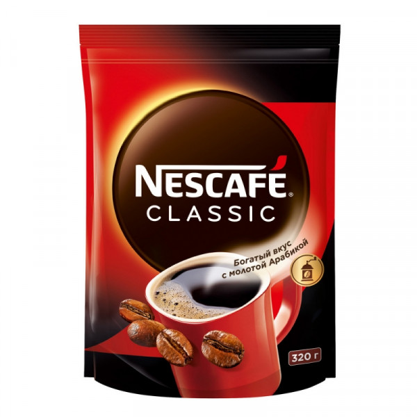 Кофе Nescafe натур. растворим. с добавл. мол., 320 гр., пак., Classic