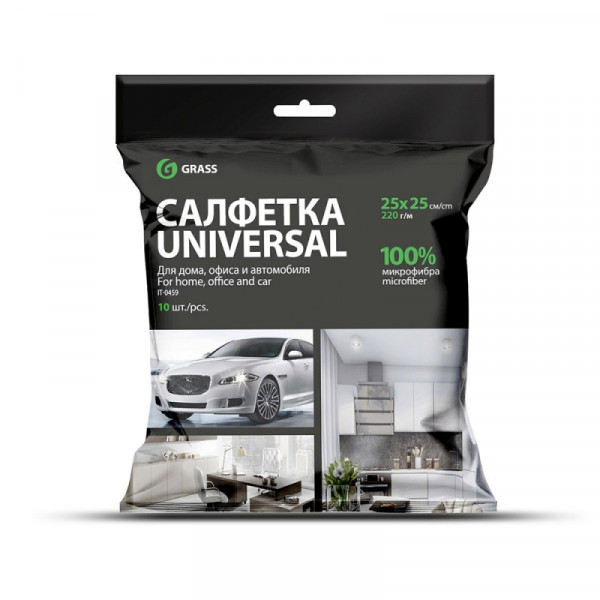 Салфетка из микроволокна Grass, 220г/м2, 25*25см, зеленый, 10шт/уп.