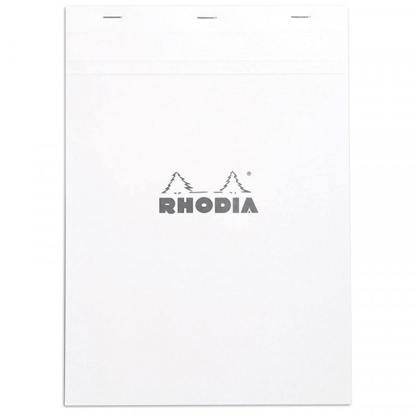 Блокнот А4 210*297 мм, 80 л., в клетку Rhodia скоба сверху, обл. карт., белый