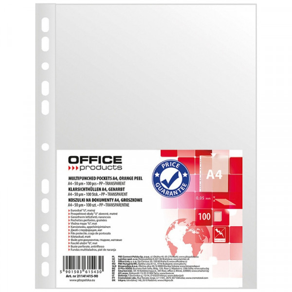 Папка карман А4, стандарт, 50 мк, 100 шт. Office Products