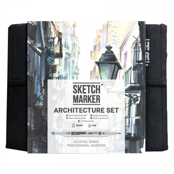 Маркер перм., худ. Sketchmarker Architecture Set двусторонний, набор 36 шт.+ сумка-органайзер Маркер перм., худ. Sketchmarker Architecture Set двусторонний, набор 36 шт.+ сумка-органайзер