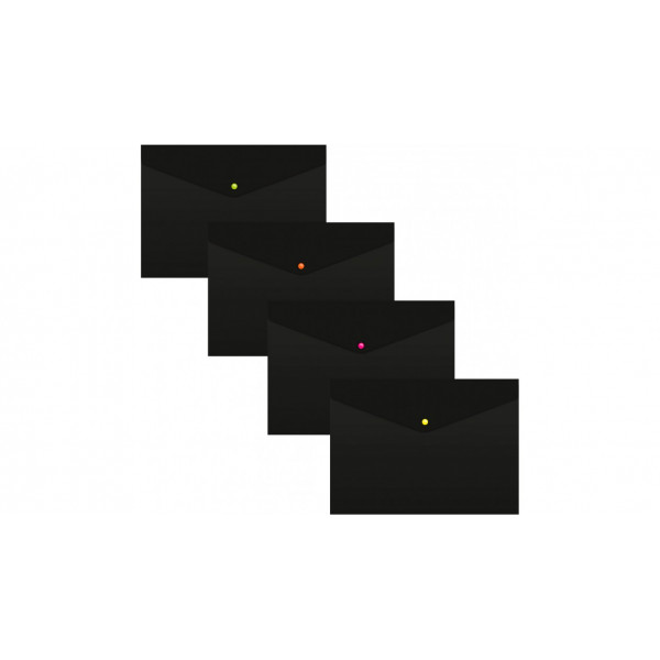 Конверт на кнопке Бюрократ Black Opal BLPK803A4/1 A4 пластик 0.18мм черный кнопка ассорти, 1481712
