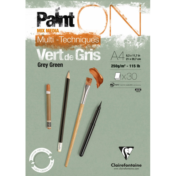 Блок-склейка Paint'On А4, 250г/м2, 30л, серо-зеленая бум.