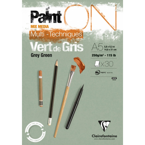 Блок-склейка Paint'On А4, 250г/м2, 30л, серо-зеленая бум.