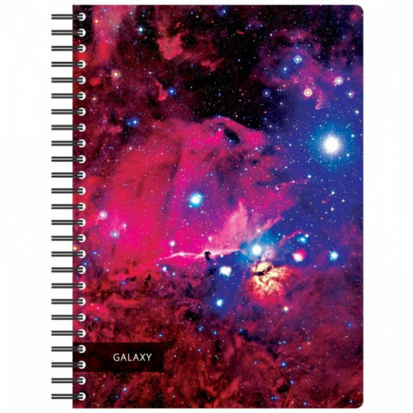 Тетрадь А4 120 л., клет. Space Galaxy спираль сбоку, обл. пласт., ассорти