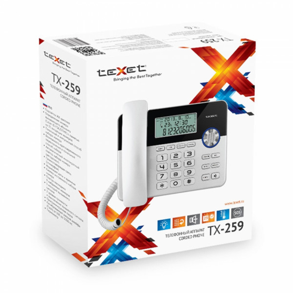 Телефонный аппарат Texet TX-259, black/silver