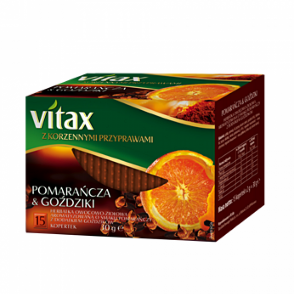 Чайный напиток Vitax 15*2 г., фруктовый, со вкусом апельсина и гвоздикой