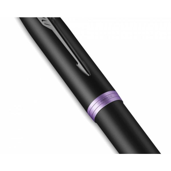 Ручка роллер IM Vibrant Rings T315 Amethyst Purple PVD 0,5 мм, метал., подарочн. упак., черный/фиолетовый, стерж. черный
