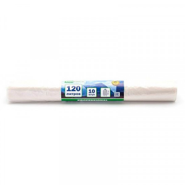 Мешки для мусора 120л 10шт/рулон ПВД Mirpack PROFESSIONAL 25мкм 70*110см цв. прозрачный Мешки для мусора 120л 10шт/рулон ПВД Mirpack PROFESSIONAL 25мкм 70*110см цв. прозрачный