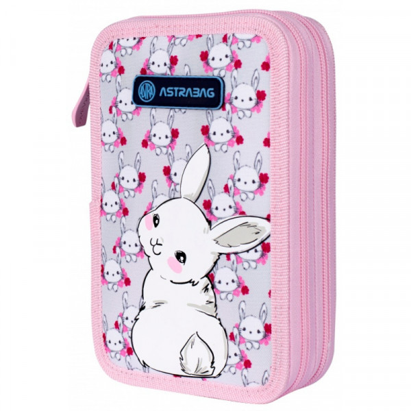 Пенал на 2 отд.Sweet bunny полиэстер, розовый