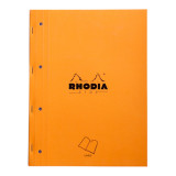 Блокнот А4+ 223*297 мм, 80 л., лин. Rhodia скоба сбоку, обл. карт., оранжевый