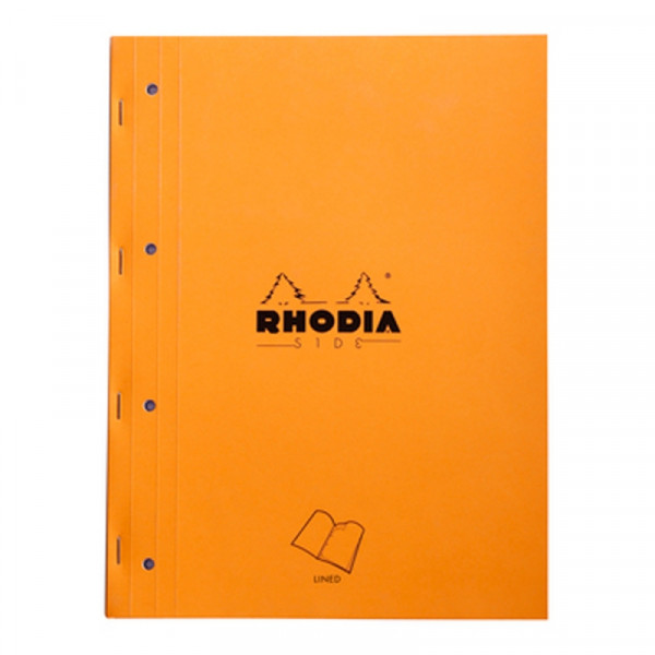 Блокнот А4+ 223*297 мм, 80 л., лин. Rhodia скоба сбоку, обл. карт., оранжевый