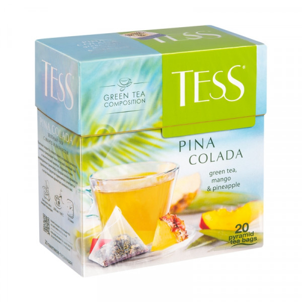 Чай Tess 20 пак*1,8 гр., зеленый, пирамидка, Pina Colada