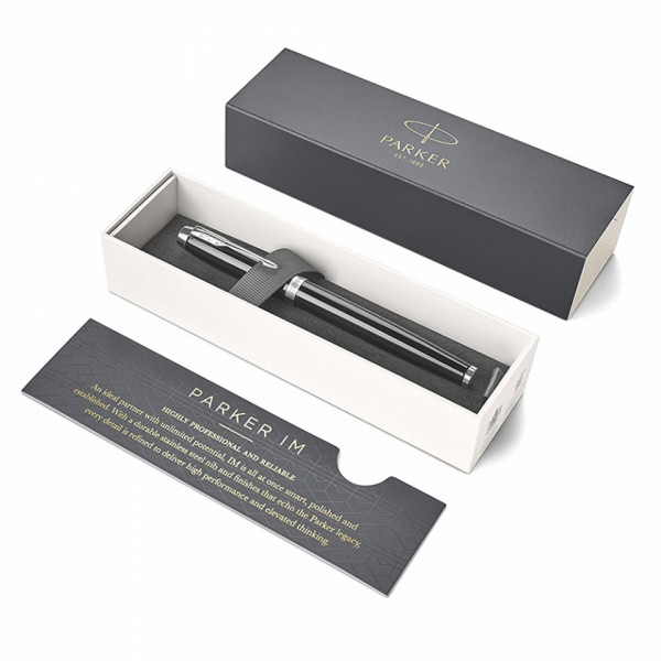 Ручка роллер IM Black Lacquer CT 0,5 мм, метал., подарочн. упак., черный/серебристый, стерж. черный