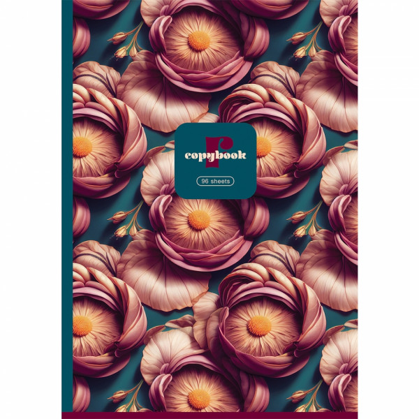Тетрадь А4 96 л., клет. Flower story спираль сбоку, обл. карт., ассорти