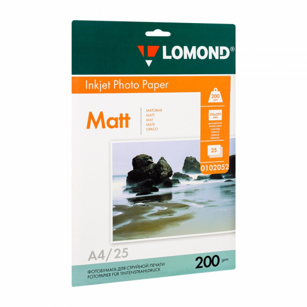 Фотобумага А4, 180 г/м, 50 л., матов., одностор. Lomond