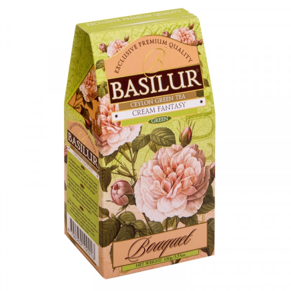 Чай Basilur карт., 100 гр., зеленый, с кусочк. папайи, лепестами амаранта, Cream Fantasy