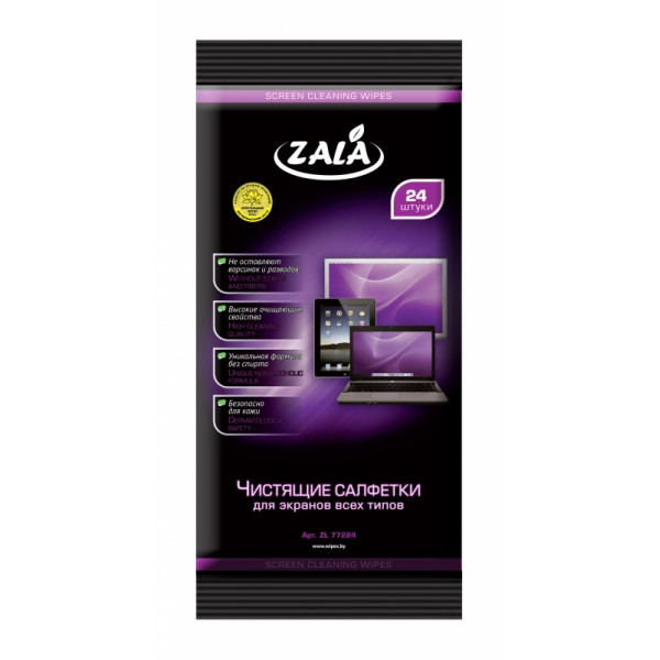 чист. салфетки для экранов 24 шт ZALA ZL77224 мягкая упаковка