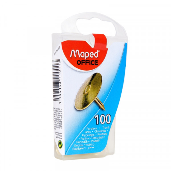 Кнопки-гвоздики Maped 10 мм, 100 шт., золотистый, диспенсер