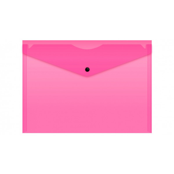 Конверт на кнопке Бюрократ Double Neon DNEPK803A4PINK A4 гориз. пластик 0.18мм розовый
