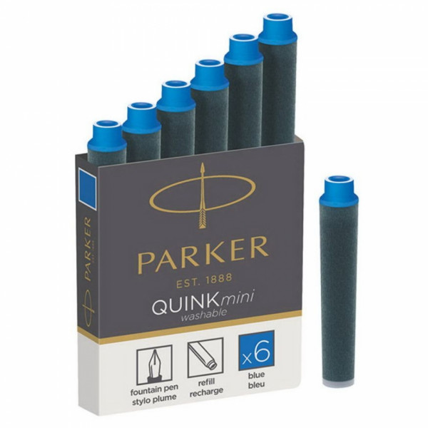 Чернильный патрон мини 36 мм. Parker 6 шт/уп., черный