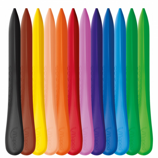 Мелки восковые 12 шт. Crayon PlastiClean треуг., ассорти