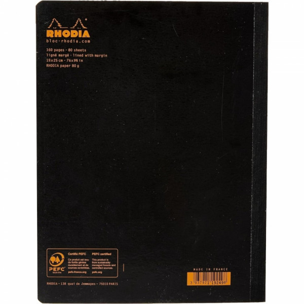 Книга для записей B5 190*250, 80л., лин Rhodia Classic склейка сбоку, обл. карт., оранжевый