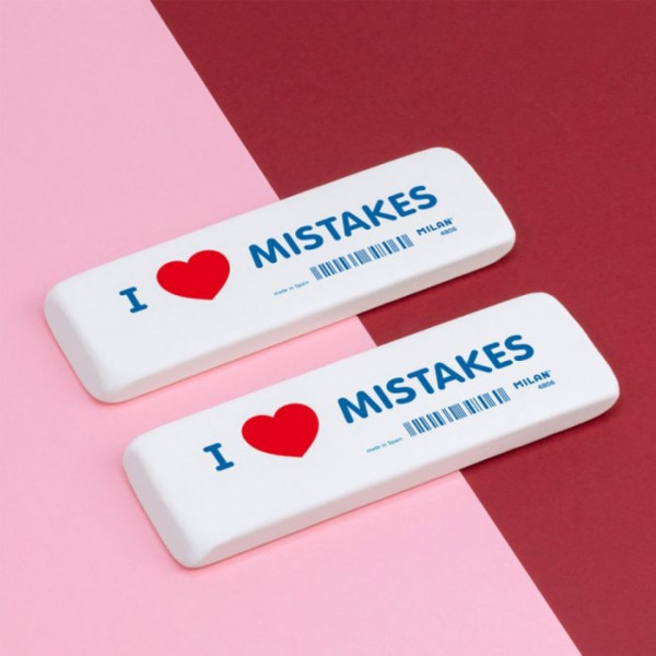 Ластик I love mistakes, белый