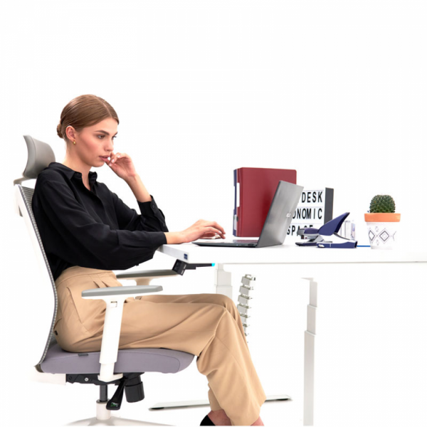 Стол с электроприводом двухмоторный WellDesk Paint, цвет черный,столешница ДСП,1395х800х18 белая