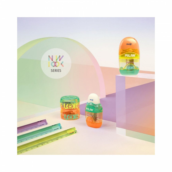 Точилка на 1 отв. Capsule New Look с ластиком, ассорти