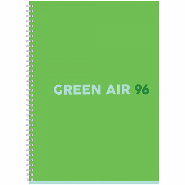 Тетрадь А4 96 л., клет. Green air спираль сбоку, обл. карт., ассорти