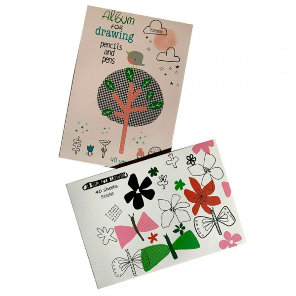Альбом д/рисования A4 40 л. Flowers на склейке, ассорти