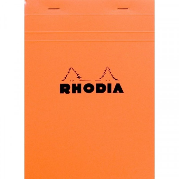 Блокнот А5 148*210 мм, 80 л., в клетку Rhodia скоба сверху, обл. карт., оранжевый