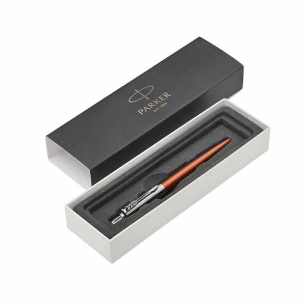 Ручка шарик/автомат Jotter Chelsea Orange CT 1 мм, метал., подарочн. упак., оранжевый/серебристый, стерж. синий