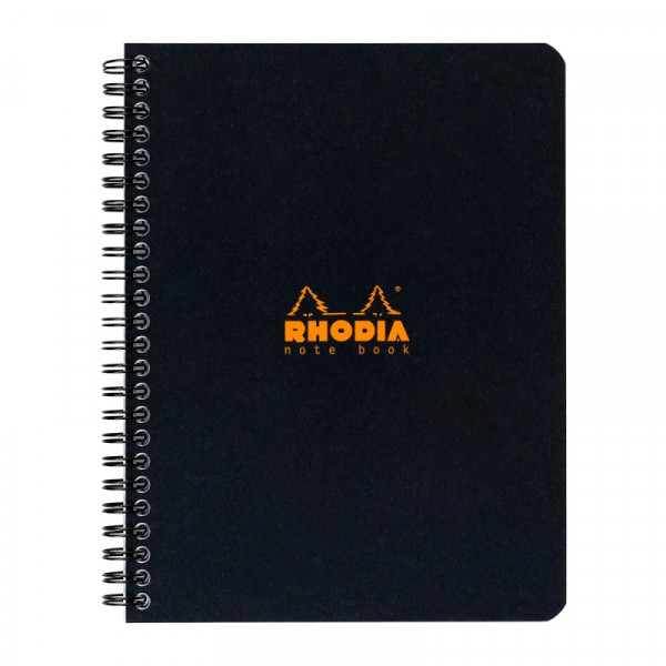 Блокнот A4+ 225*297 мм, 80 л., лин. Rhodia спираль сбоку, обл. карт., черный