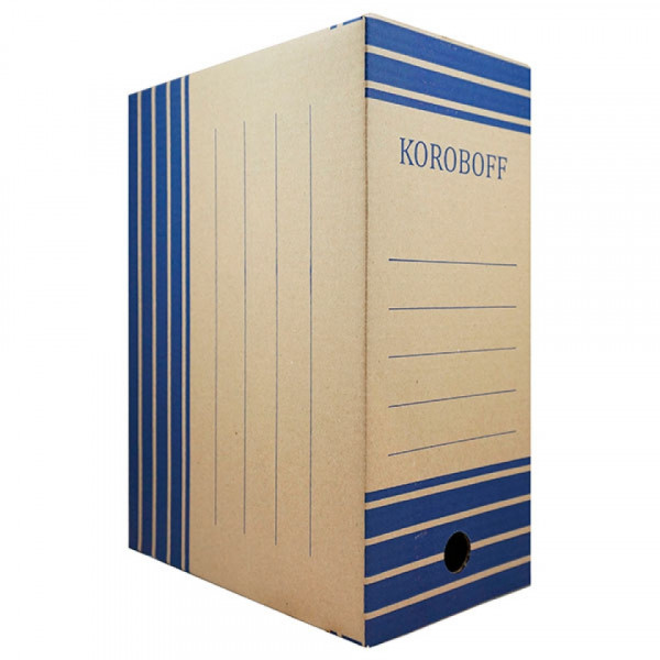 Коробка архивная 100 мм Koroboff бурый/синий