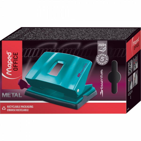 Дырокол 20/25 л. Essentials Metal 20/25S лин., бирюзовый