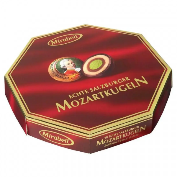 Конфеты Mirabell Mozartkugeln 100 гр., темный шоколад с начинкой из светлого и темного пралине и марципана