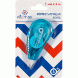 Корректирующая лента Attomex 5 ммx4 м, синий прозрачный корпус, фронтальный аппликатор, блистер, 4062101