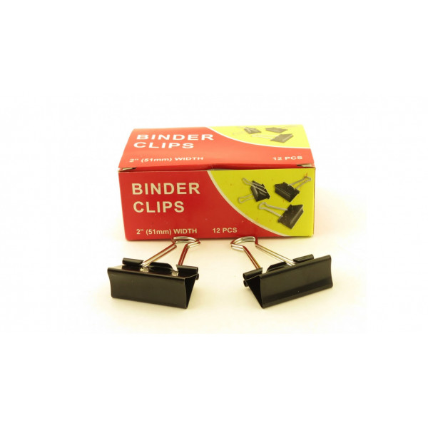 Зажимы для бумаг в наборе, черные, 51 мм, 12 шт., Binder clips