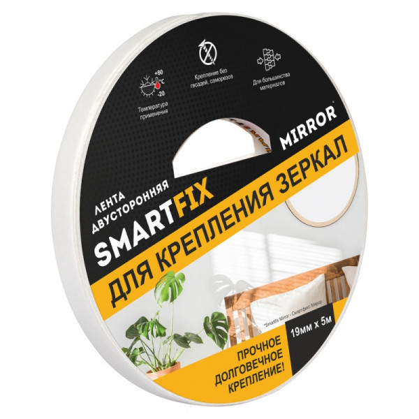 Клейк. лента двусторонняя 19 мм*5 м SmartFix Mirror монтажная, д/зеркал Клейк. лента двусторонняя 19 мм*5 м SmartFix Mirror монтажная, д/зеркал