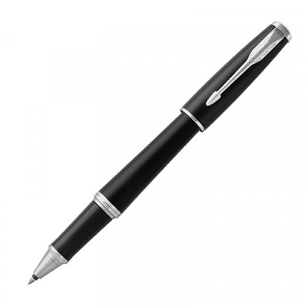 Ручка роллер Urban Muted Black Chrome Trim 0,5 мм, метал., подарочн. упак., черный/серебристый, стерж. черный